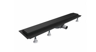 Трап Omnires Lowfix для душу під плитку з повною кришкою, 100 см, чорний (LOWFIX100GBL)