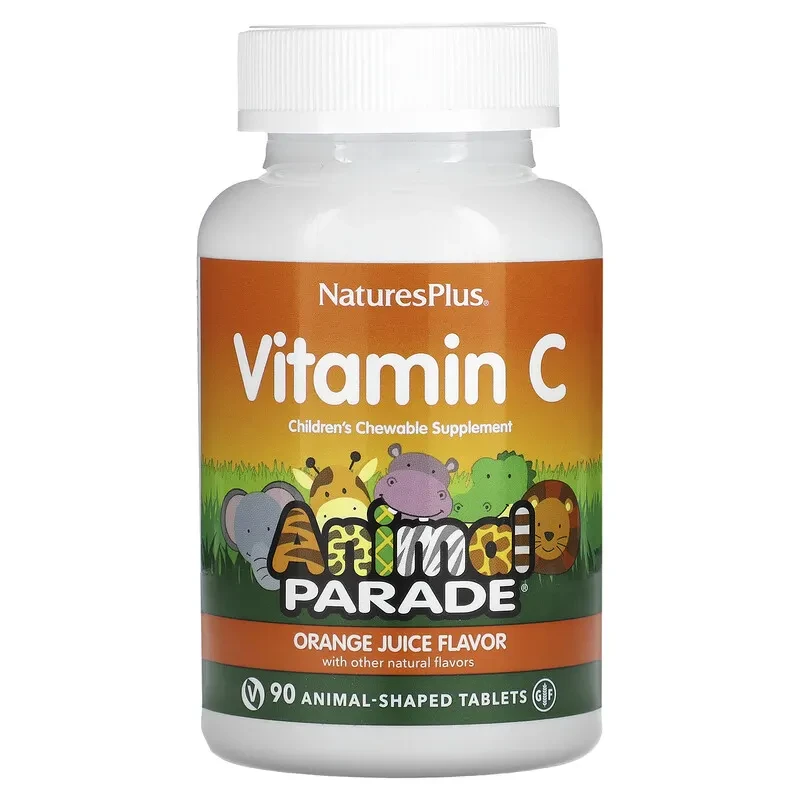 NaturesPlus, Source of Life, Animal Parade, вітамін C, з натуральним смаком апельсинового соку, 90 таблеток у формі тварин