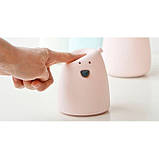 Маленький нічник від батарейок, рожевий Ведмедик 10 см, 7 кольорів світіння, фото 3