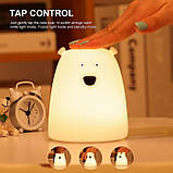 Маленький нічник від батарейок, рожевий Ведмедик 10 см, 7 кольорів світіння, фото 5