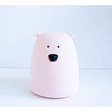 Маленький нічник від батарейок, рожевий Ведмедик 10 см, 7 кольорів світіння, фото 6