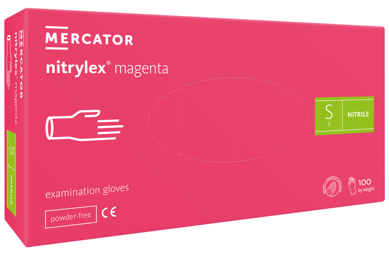 Рукавички нітрилові Nitrylex малинові 100шт S