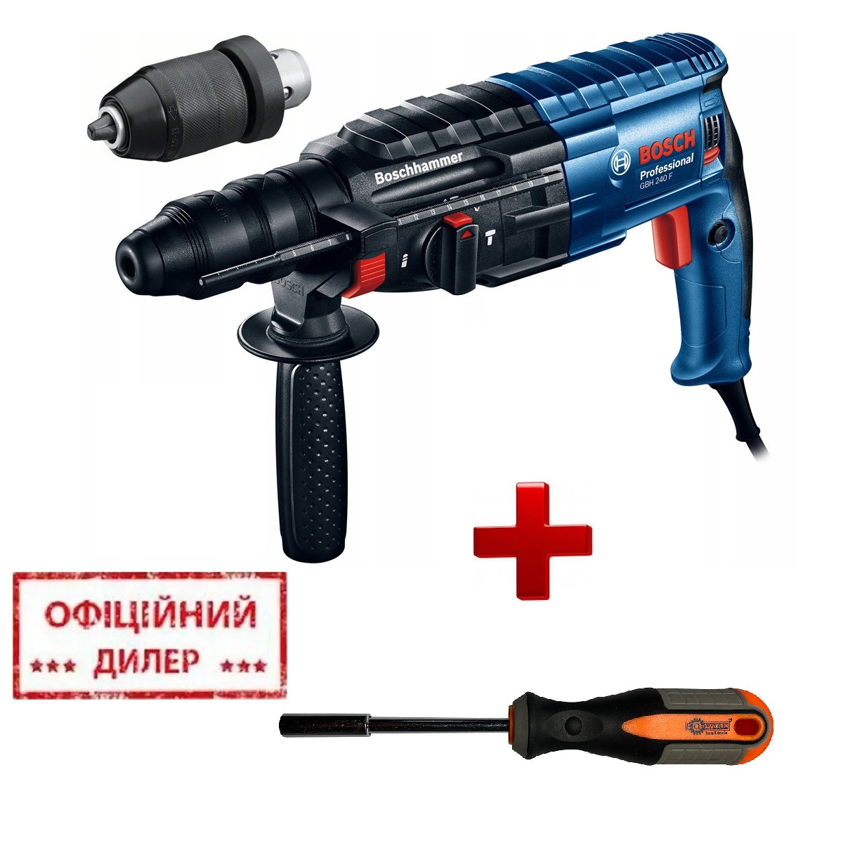 Перфоратор BOSCH GBH 240 F + ПОДАРОК Отвертка Битодержатель — Купить ...