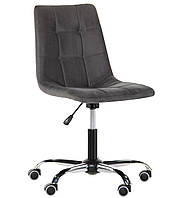 Кресло офисное без подлокотников мягкое поворотное Френки-RC Хром (Т+) Flox 95 серый цвет на колесах ТМ AMF