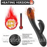 Вібратор із відростком, Вібростимулятор вагіни та клітора з підігрівом, Вібратор кролик подвійний, Інтимні іграшки, фото 3