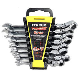 Набір ключів ріжково-накидних із тріскачкою 8 од. 8-19 мм Ferrum