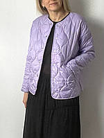 Куртка короткая стеганная с вертикальным узором весна-осень 428 лавандовый L