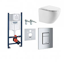 Унітаз Omnires Ottawa 49x37 rimless підвісний, сидіння дюропласт + інсталяція Grohe Rapid Sl (38721000 +