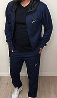 Мужской спортивный костюм с капюшоном БАТАЛ Nike ( темно-синий / темно-серый / черный )