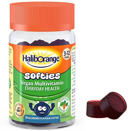 Вітаміни желейки для дітей Haliborange Softie Vegan Multivitamin 30 softies чорниця, фото 1