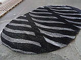 Килим овальний високоворсний 2x3 Туреччина чорний з сірим, фото 5