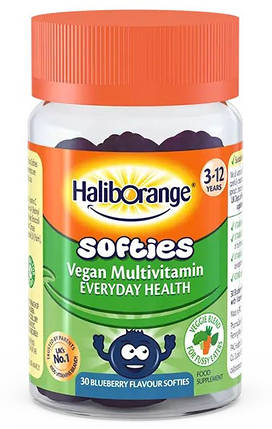 Вітаміни желейки для дітей Haliborange Softie Vegan Multivitamin 30 softies чорниця, фото 2