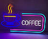 Вивіска Coffee горнятко неонова led neon різнобарвна 600х370мм з пультом, фото 3