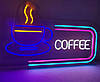 Вивіска Coffee горнятко неонова led neon різнобарвна 600х370мм з пультом, фото 6