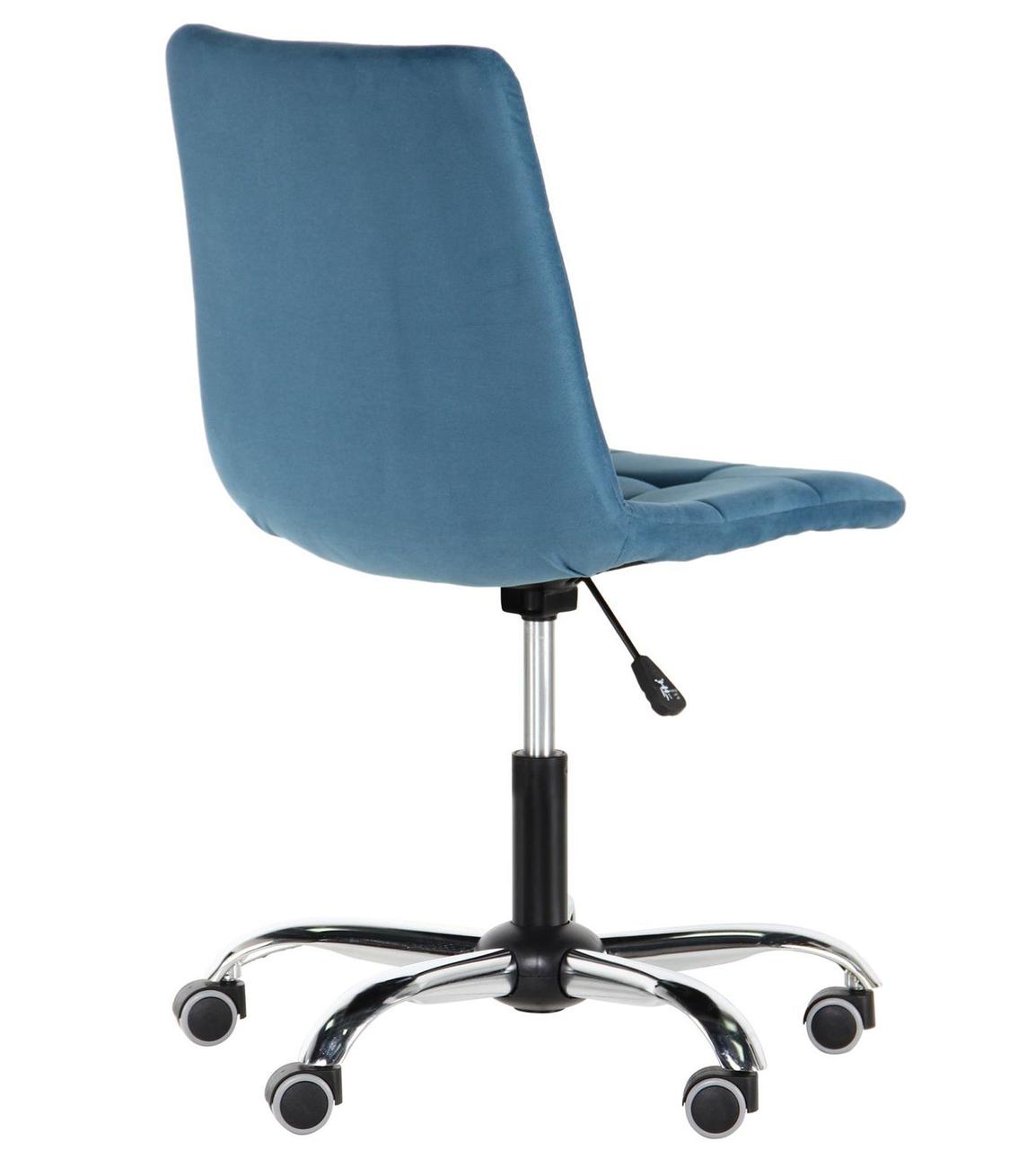 Кресло офисное без подлокотников мягкое поворотное Френки-RC Хром (Т+) Flox 85 голубой цвет на колесах ТМ AMF - фото 5 - id-p1794084213