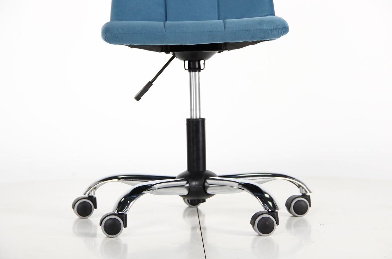 Кресло офисное без подлокотников мягкое поворотное Френки-RC Хром (Т+) Flox 85 голубой цвет на колесах ТМ AMF - фото 4 - id-p1794084213