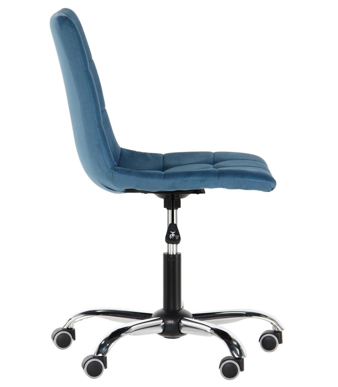 Кресло офисное без подлокотников мягкое поворотное Френки-RC Хром (Т+) Flox 85 голубой цвет на колесах ТМ AMF - фото 3 - id-p1794084213
