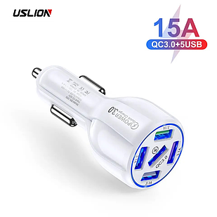 Автомобільний зарядний пристрій від прикурювача 5 USB QC 3.0 Quick Charge USLION UD2549 (BK-359) White