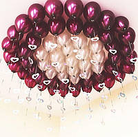 Набор 60 шаров под потолок Сочные ягоды с шарами дабл стафф Бордо и серебро