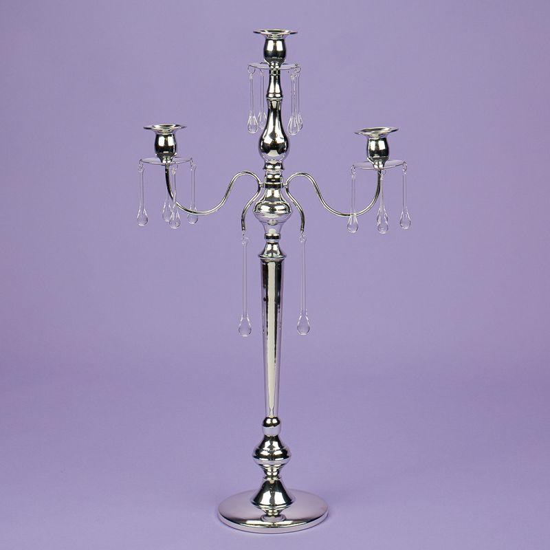 Декоративний свічник на 3 свічки з кристалами 66 см BST 0301699