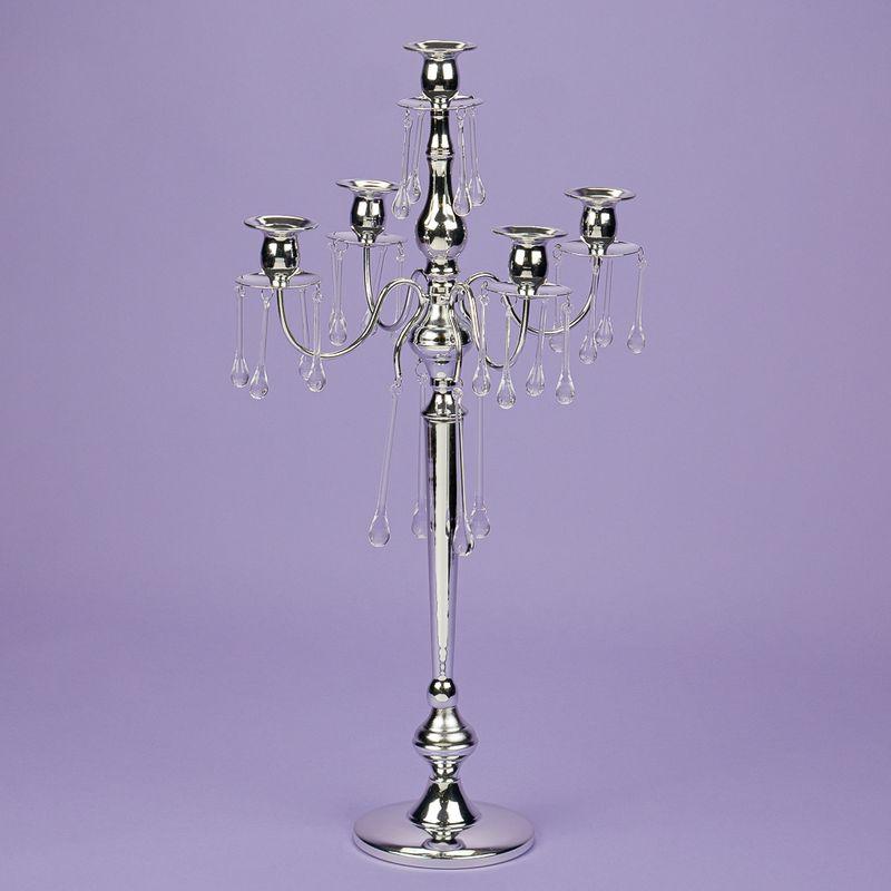 Декоративний свічник на 5 свічок сріблястий 66 см BST 0301706