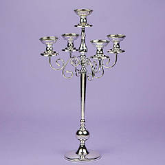 Декоративний свічник на 5 свічок сріблястий 68 см BST 0301708