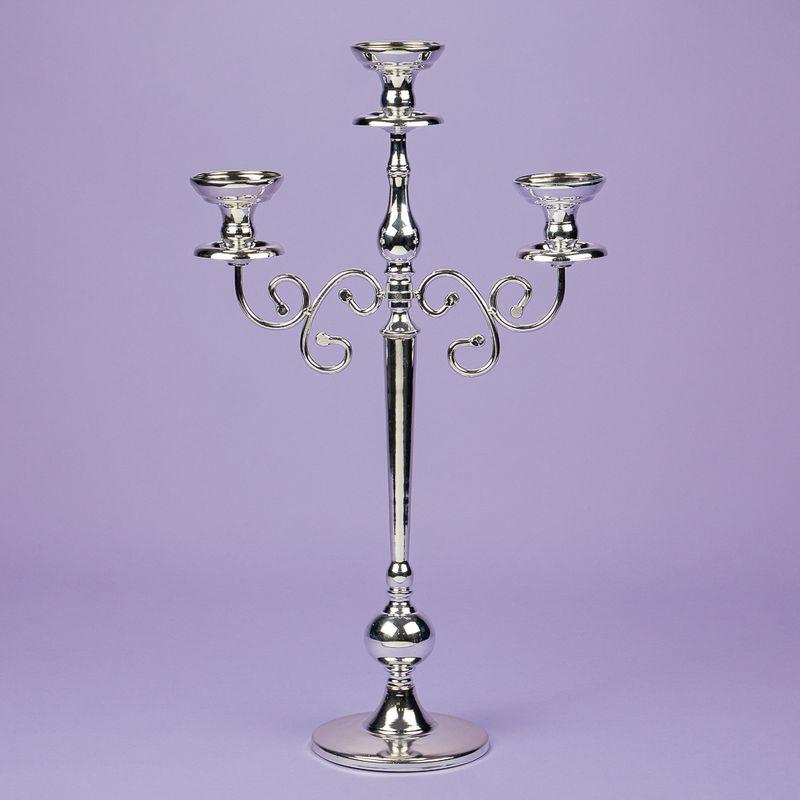 Підсвічник декоративний на 3 свічки сріблястий 68 см BST 0301700