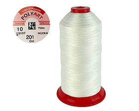 Нитка швейна поліестер POLYART(ПОЛІАРТ) N10 колір #201 білий 750м (ОРИГІНАЛ, ТУРЕЧЧИНА)
