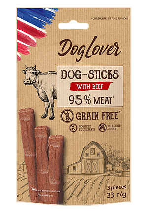 Ласощі для собак DogLover Sticks Beef з яловичиною палички 3х11 г, фото 1