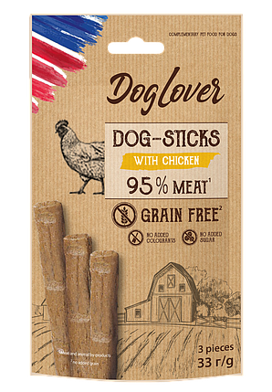 Ласощі для собак DogLover Sticks Chicken з куркою палички 3х11 г, фото 1