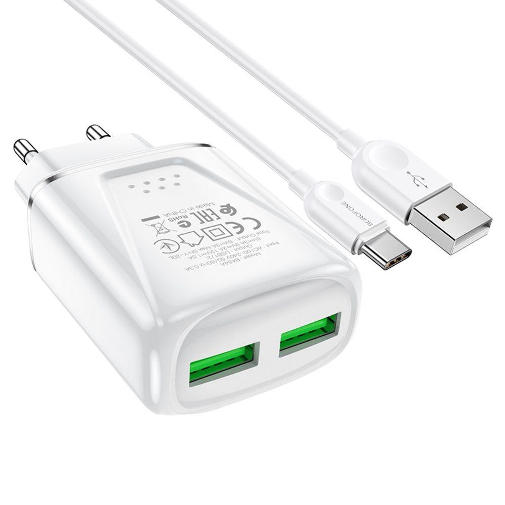 Мережевий зарядний пристрій Borofone BA54A QC3.0 18 W Type-C