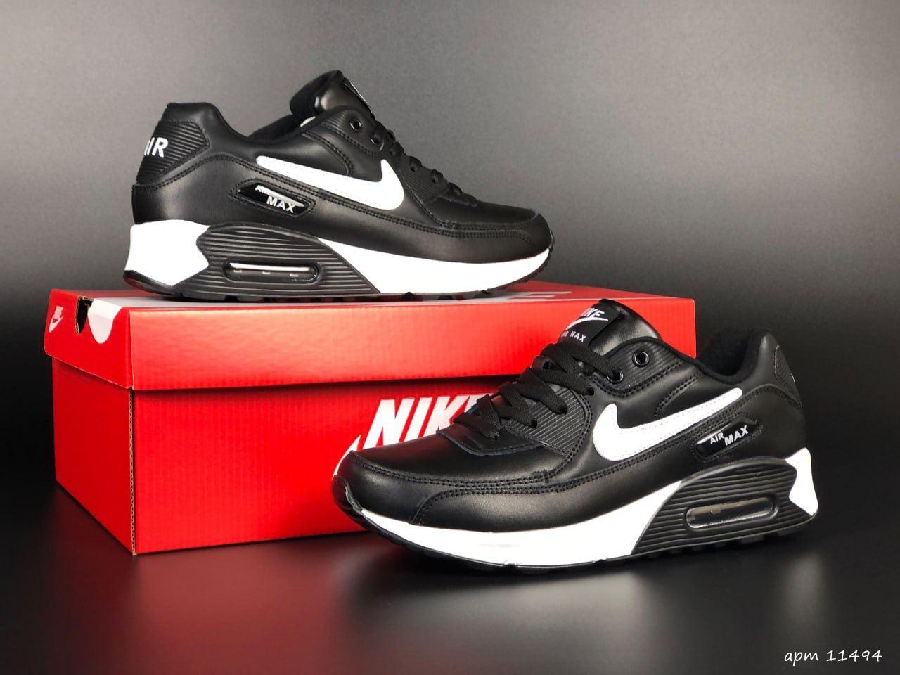 Жіночі демісезонні кросівки чорно-білі Nike Air Max 90, айр макс 90 тільки 36 розмір