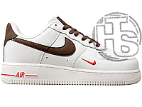 Мужские кроссовки Nike Air Force 1 Low 07 Essential White Brown Red ALL11050