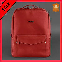 Кожаный городской женский рюкзак на молнии Красивый женский рюкзак цвет красный Современный рюкзак для девушки