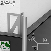 Зовнішній кутовий з`єднувач  для плитки 8мм.,Cezar, 10х10мм, L-2.5м. Анодований