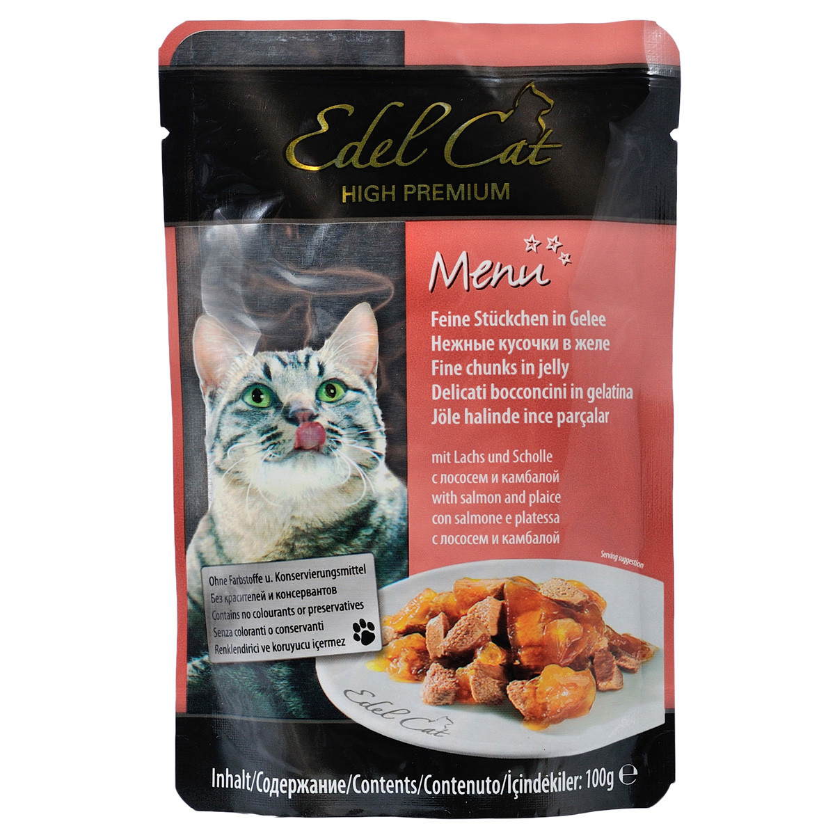 Купить Edel Cat Tender Chunks in Jelly Salmon & Flounder 100 г Едель ...