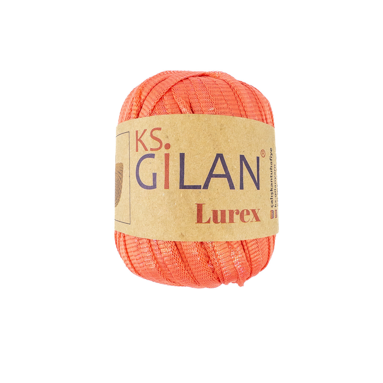 Gilan Lurex (Джилан Люрекс) № 130588 кораловий з прозорим люрексом (Пряжа поліестер з люрексом, нитки для в'язання), фото 1