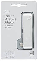 Перехідник Kit USB-C Multiport Adaptor USB-C to 3 * USB 3.0, SD / microSD reader (Silver)