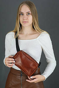 Шкіряна сумка Модель №58, натуральна шкіра італійський Краст, колір коричневий відтінок Вишня