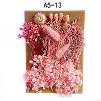 Набір сухих квітів для декору сухоцвіти ВЕЛИКИЙ рожевий (6)