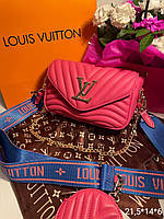 Женская сумка Louis Vuitton, 2 в 1, тканевой ремень, кошелек, розовая, 21*14*6см, 931282