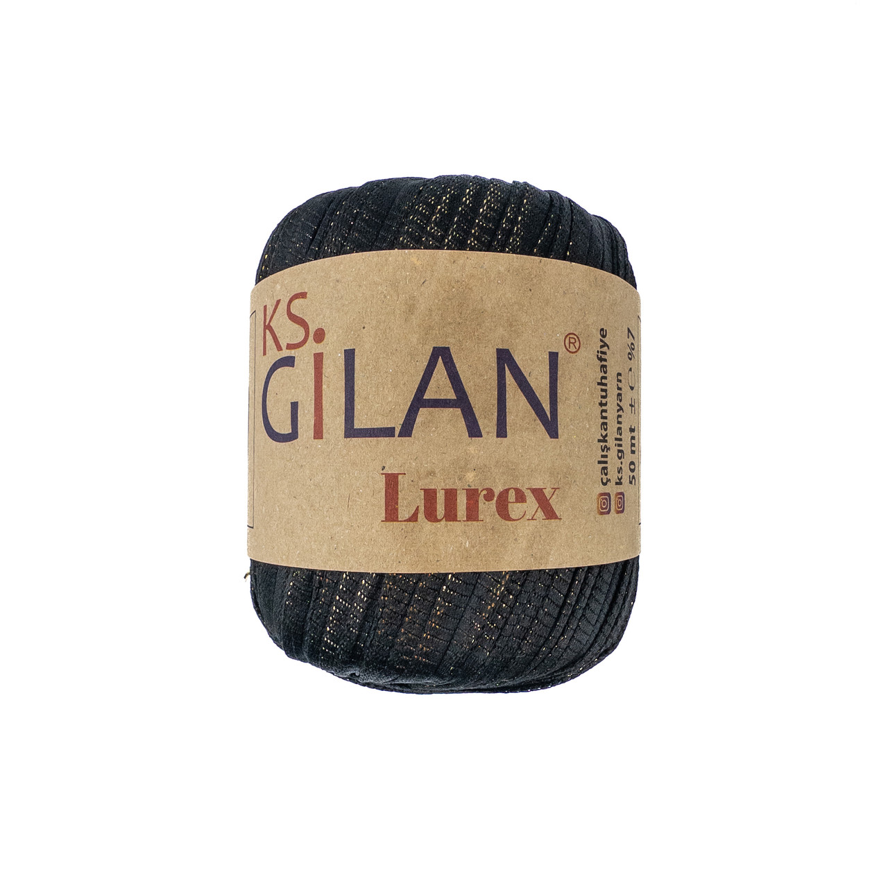 Gilan Lurex (Джилан Люрекс) № 130597 чорний з золотим люрексом (Пряжа поліестер з люрексом, нитки для в'язання)