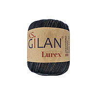 Gilan Lurex (Джилан Люрекс) № 130597 чорний з золотим люрексом (Пряжа поліестер з люрексом, нитки для в'язання)