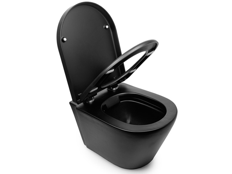 Унітаз Newarc Life Rectangular 9823B-M з сидінням чорний матовий, фото 1