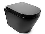 Унітаз Newarc Life Rectangular 9823B-M з сидінням чорний матовий, фото 3