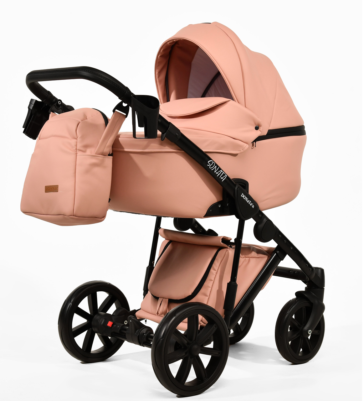 Дитяча коляска 2 в 1 Donatan Sonata 8 рожева пудра шкіра, фото 1