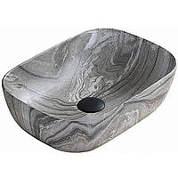 Умывальник накладной MEXEN RITA GREY MARBLE MATT 455x325x135мм прямоугольный серый MEX-21084593