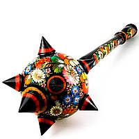 Булава дерев'яна Петриківський розпис ручної роботи КВІТИ УКРАЇНИ Український сувенір козацька булава 75 см