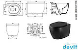 Унітаз Devit Acqua New 3020155B з сидінням Slim soft-close quickfix чорний матовий, фото 2