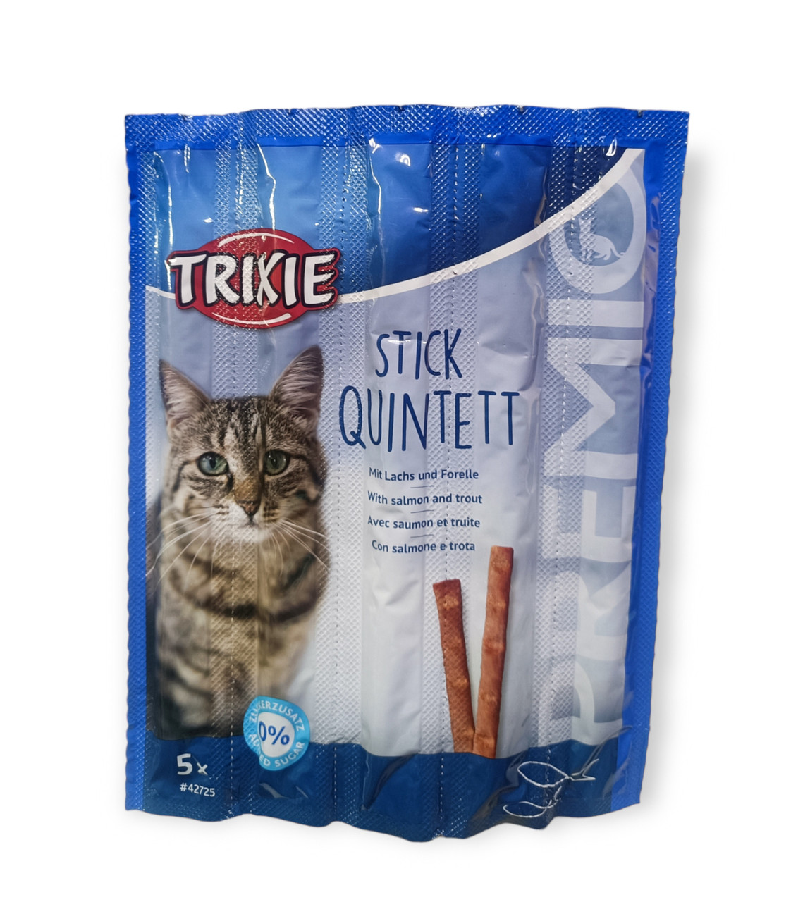 Ласощі для котів Quadro-Sticks палички з лососем та фореллю 5г упаковка 5 штук, Trixie TX-42725